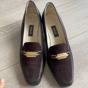 Bally Women's Chocolate Loafers with Gold Detail